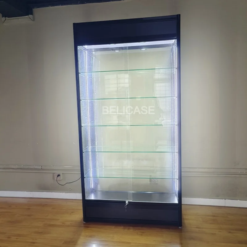 맞춤형 벽유리 LED 디스플레이 캐비닛 쇼케이스, 알루미늄 흡연실, Vitrines 쇼케이스, 잠금 장치, 공장 가격