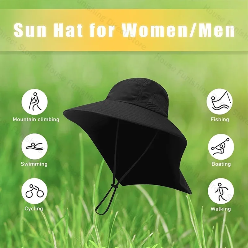 New Wide-brimmed Sun Hat Sunscreen Splash UPF 50+ Anti-ultraviolet Fishing Hat Mountaineering Cycling Fishing Hiking Camping