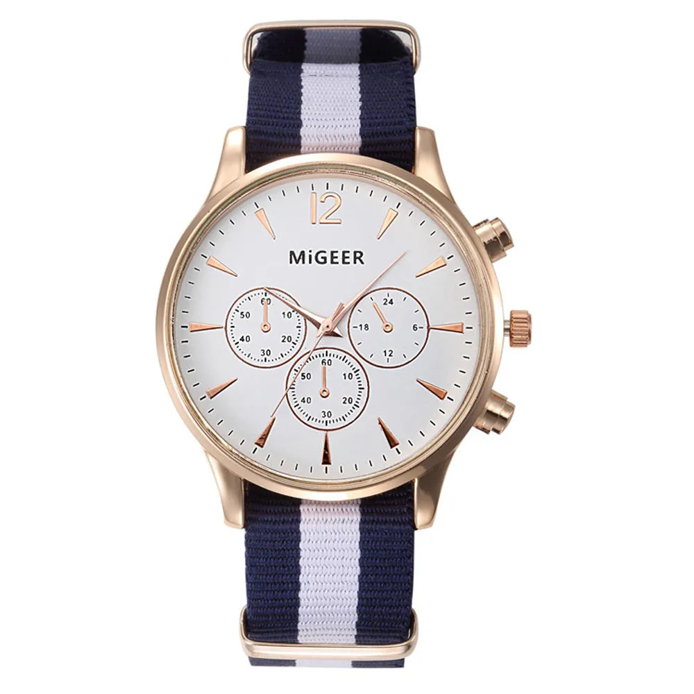 MIGEER-Montre à quartz décontractée pour hommes, bracelet en tissu