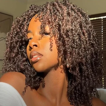 Yanky Twist Crochet Hair Fluffy Spring Mini Twist Passion Twist,Ombre Brown Pre-Looped Crochet Braids Braiding Hair 1
