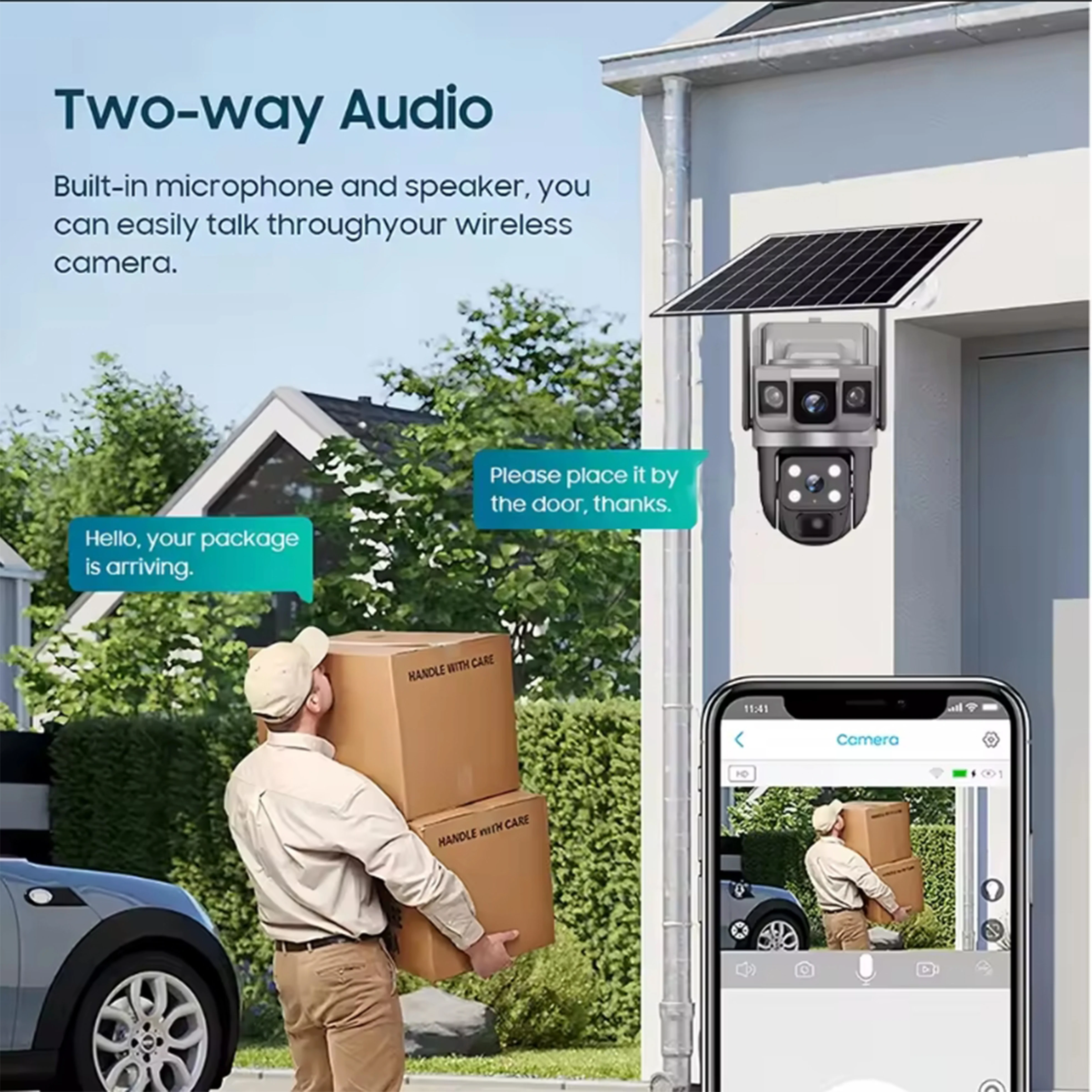 V380Pro Solar Camera 4G Sim Card Camera Triple Screen WiFi Network Security CCTV Built-in Battery PIR Night Vision HD PTZ Camera 4