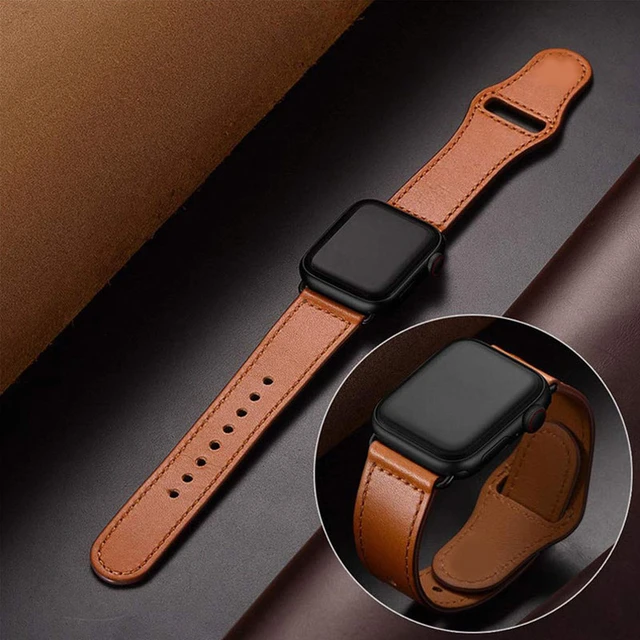 Leather Apple Watch 4 Band 44mm Women  Apple Watch Brown Leather Band -  New Sports - Aliexpress