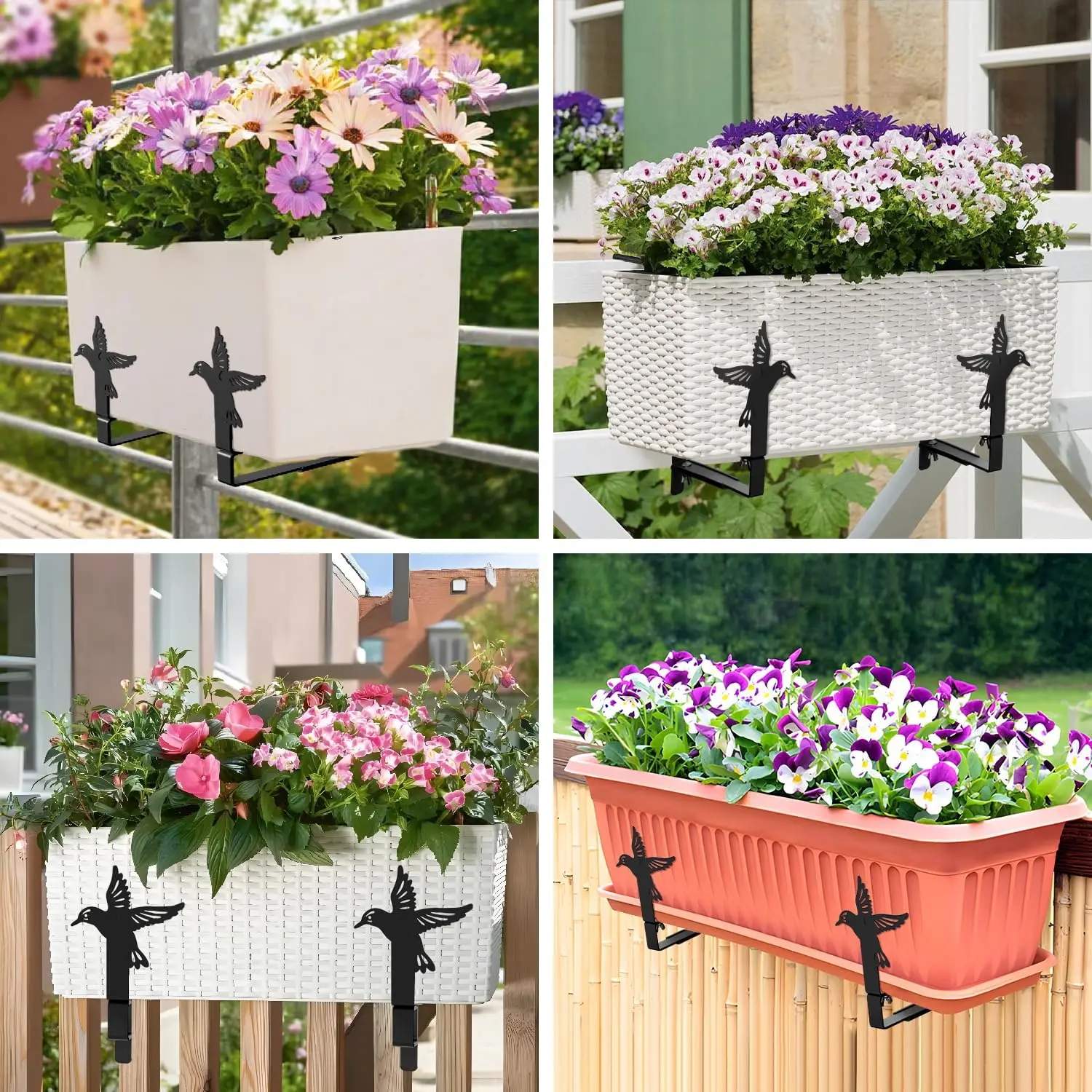 Adjustable Heavy Duty Iron Planter Pot Holder Metal Bracket Wall Mount for Railings Balcony Window Patio Garden Flower Box Hook 4