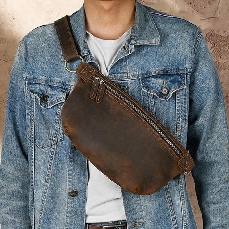 

AETOO Ancient hipster crazy horse skin retro men's crossbody bag head layer cowhide multifunctional single shoulder bag men's m