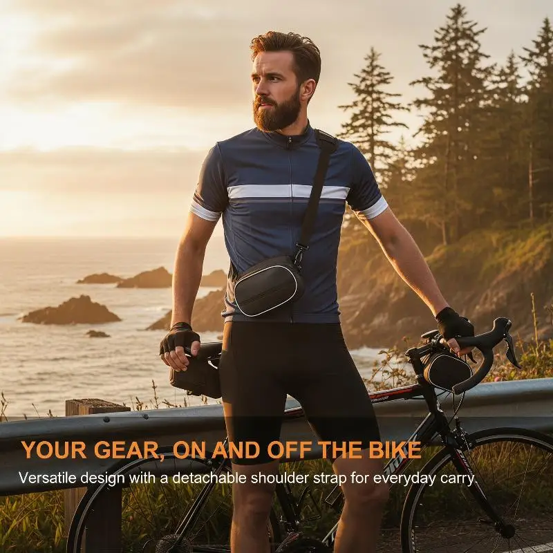 Borsa da Manubrio per Bicicletta Grande Capacità 3L Impermeabile con Supporto Trasparente per Telefono per Ciclismo e Viaggi Urbani - immagine 4
