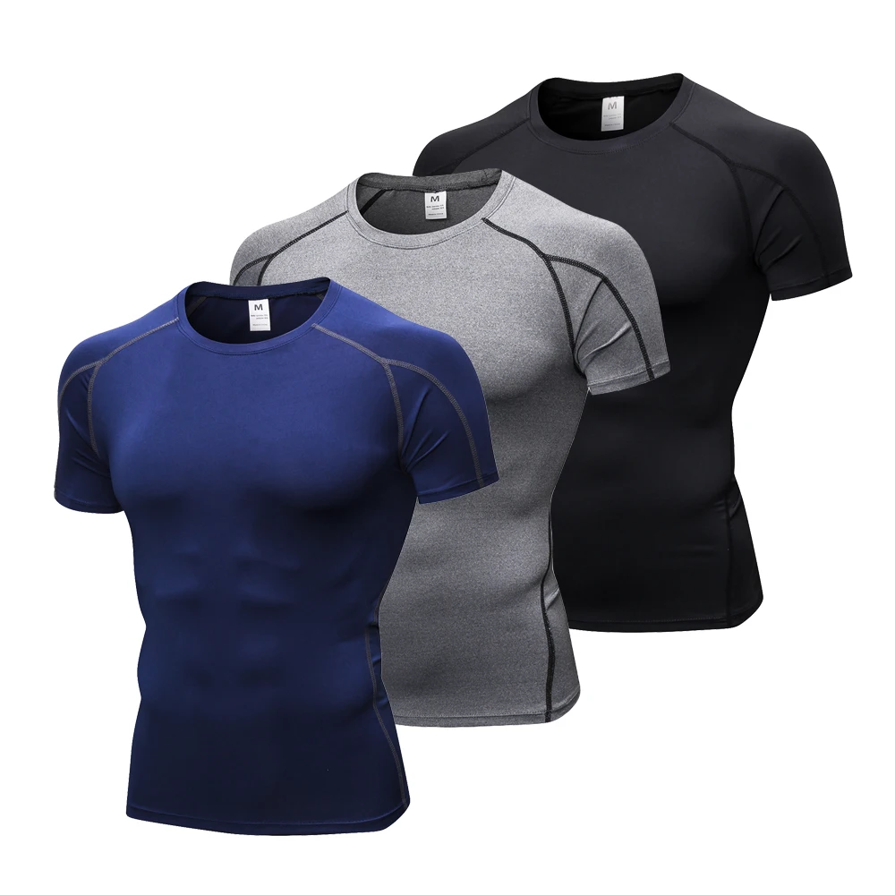 

Compression Undershirts for Men Short Sleeve Quick Dry Gym Workout Base Layer T Shirt Running Basketball Athletic Sports Tights