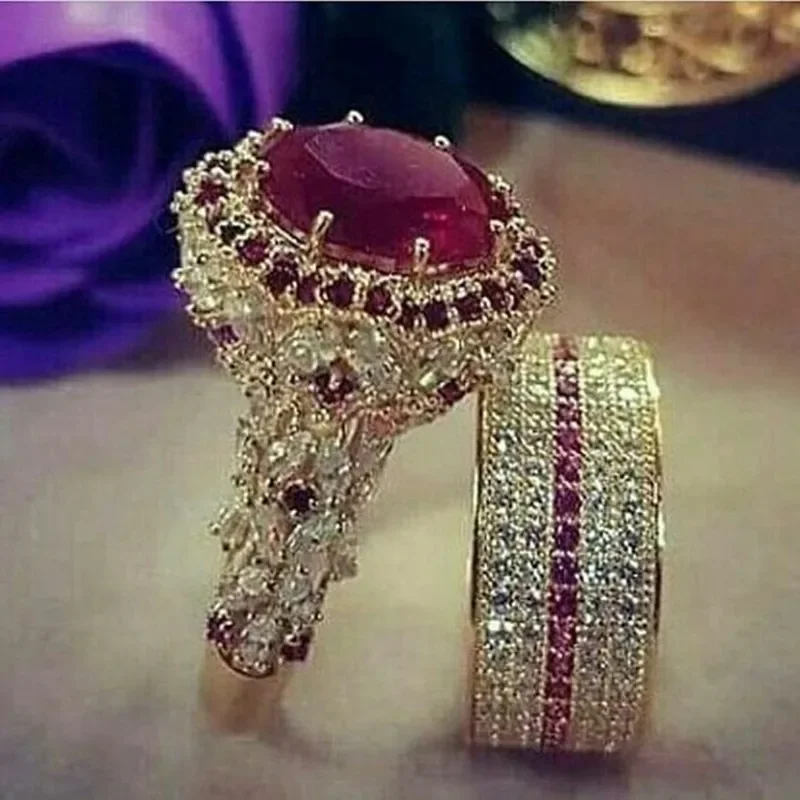 Fashion Luxury Princess Ring Cubic Zircon Bridal Marriage Elegant Accessories Brilliant Rings for Women Couple Wedding Jewelry