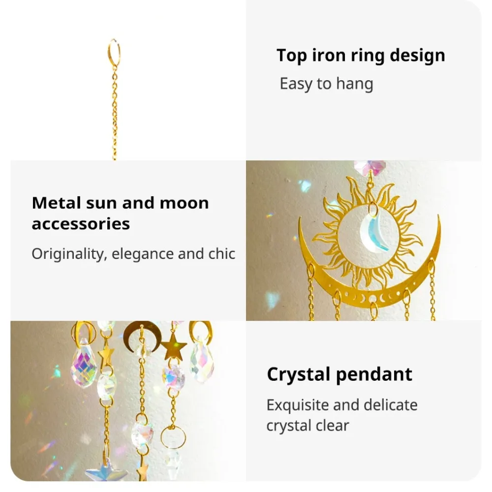 Sun Catcher New Star Moon Sun Catcher Colourful Balcony Pendant Sunlight catcher Hanging Decor Dream Catcher Outdoor Sun Catchers