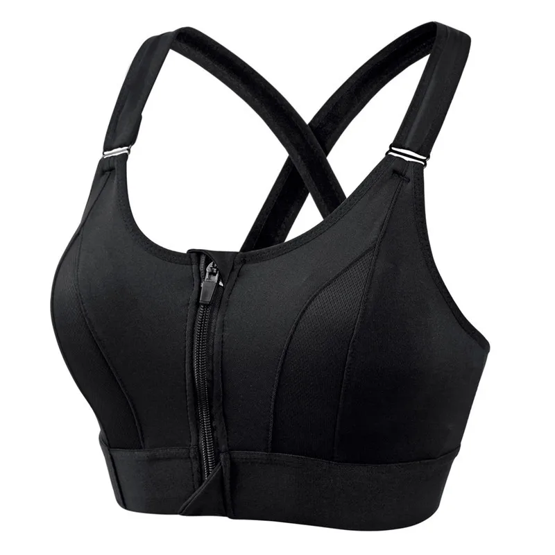 Women Sports Bras Tights Crop Top Yoga Vest Front Zipper Plus Size Adjustable  Strap Shockproof Gym Fitness Athletic Brassiere - AliExpress