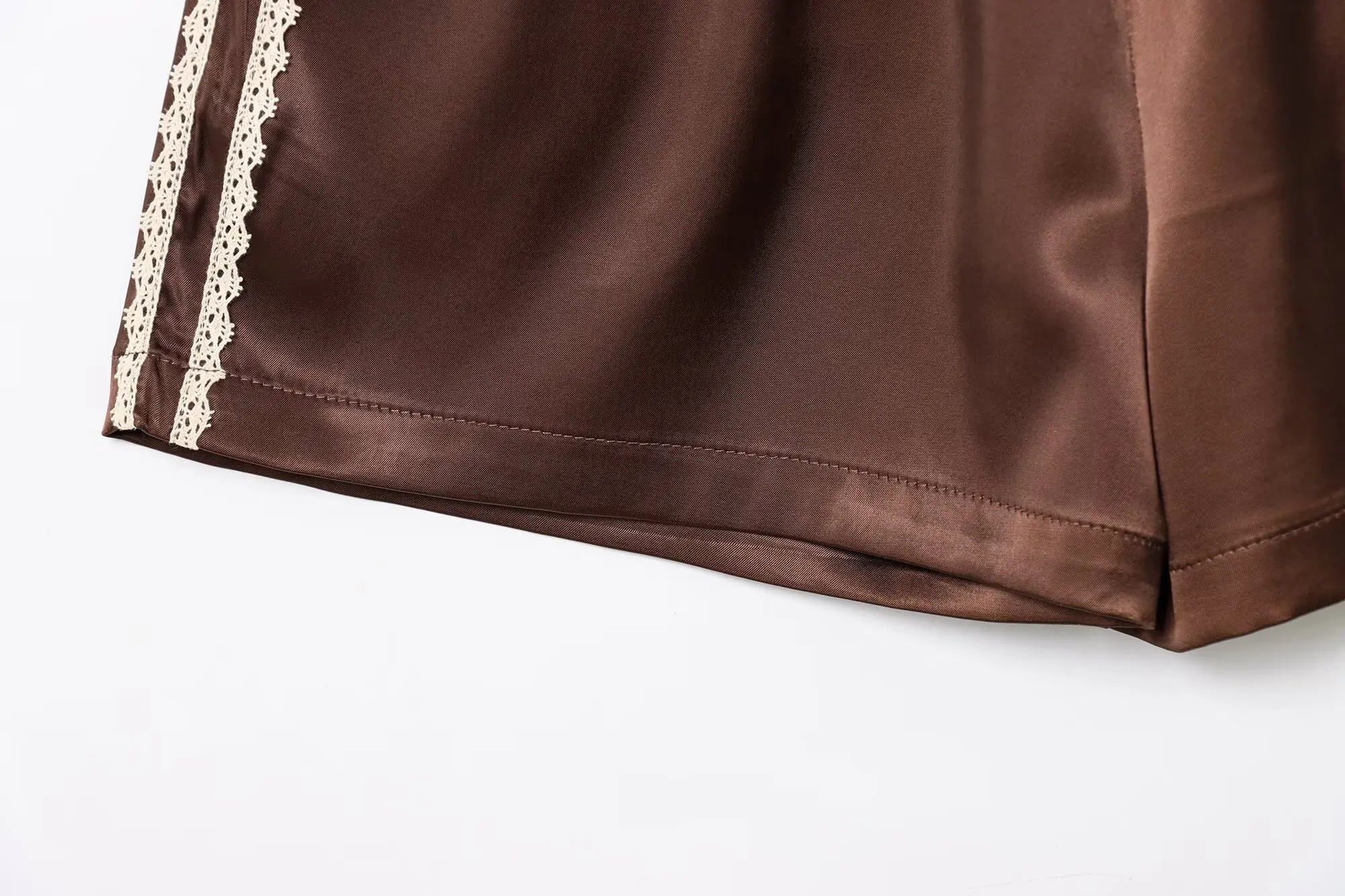 TFMLN Frauen Neue Sommer Seide Spitze Shorts Höschen Imitation Rüschen Pumphose Anti Exposition Hosen Lolita Satin Knickers Shorts Kleid – Detail 7
