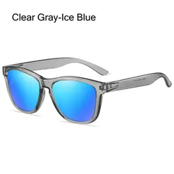 Polarized Mirrored Unisex Sunglasses with UV400 Protection - Stylish Classic Retro Design (Clear Gray - Ice Blue)