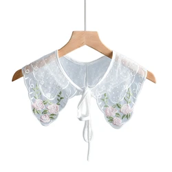 False Collar Detachable Embroidery Decorative Lace Up Neckline Dickey Collar drop shipping