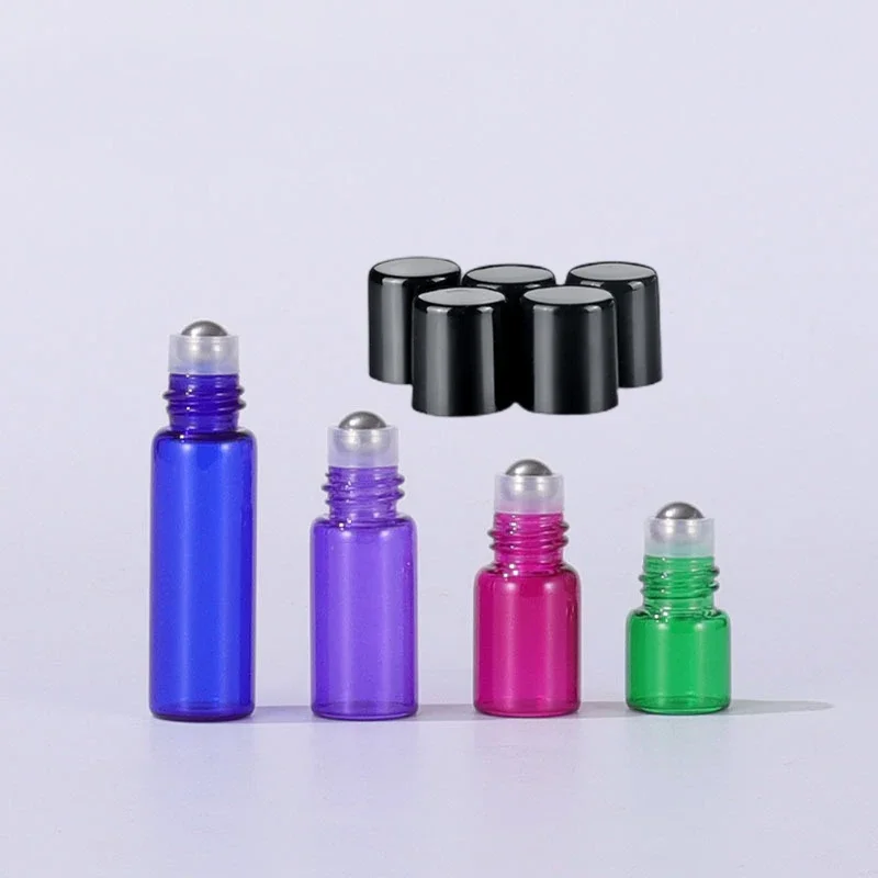 Walk Bead Bottles 1ml-10ml Color Essential Oil Steel Ball Mini Perfume Portable Glass Split Empty Brown Roll on Sample Test for redmi watch 4 three bead stainless steel metal watch band silver