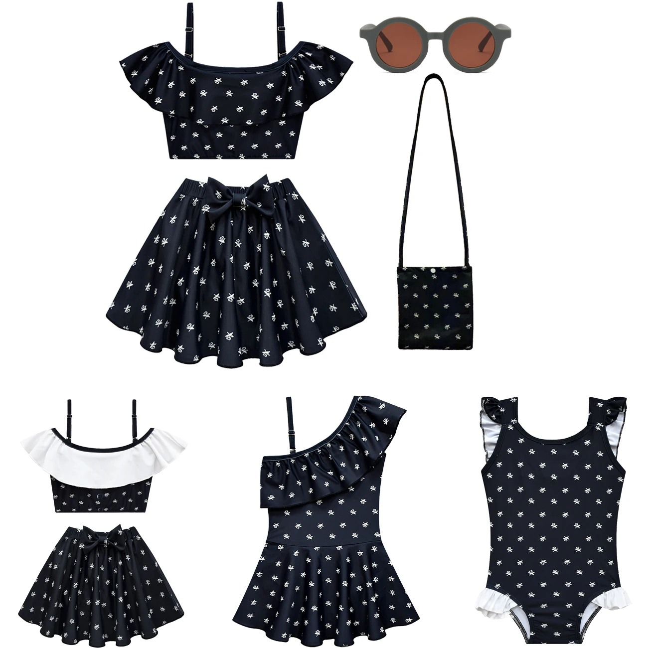 

2023 Wednesday Addams Swimwear Kids Two Piece Wednesday Swimsuit For Baby Girls Summer Children Bathing Suits 2-10 Years