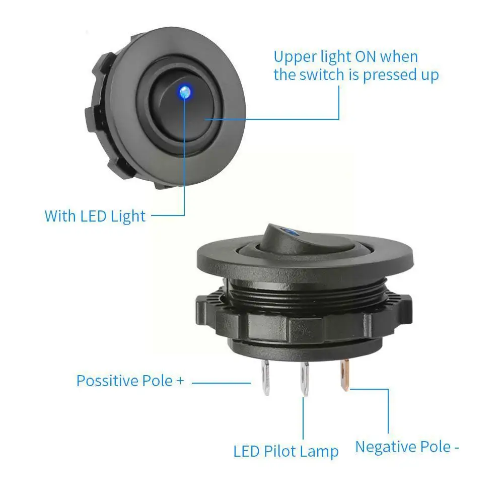  LED ġ ڵ Ʈ Ʈ Ŀ SPST ġ,   Ʈ 3 Ȧ  On-Off 20A 12V O E4E3
