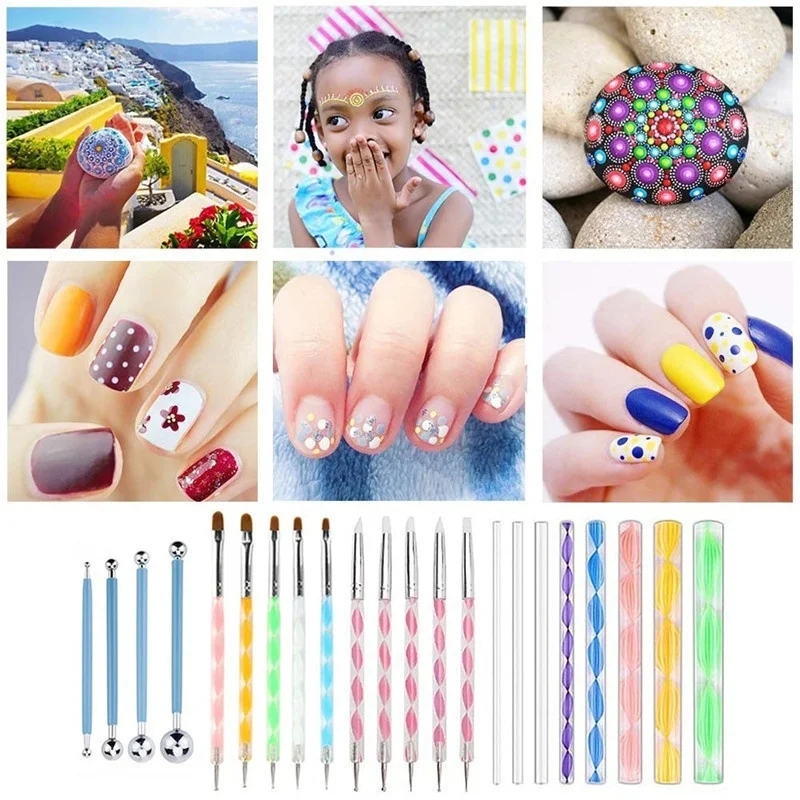 Art drawing tools 16/20/35/42/53PCS DIY mandala dotting painting tools stencil painting board acrylic tools set for stone flower artDecor