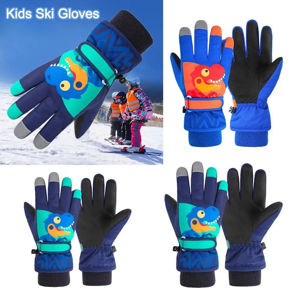 

Cartoon Waterproof Windproof Thicken Warm Long-sleeved Mitten Children Ski Gloves Snow Snowboard