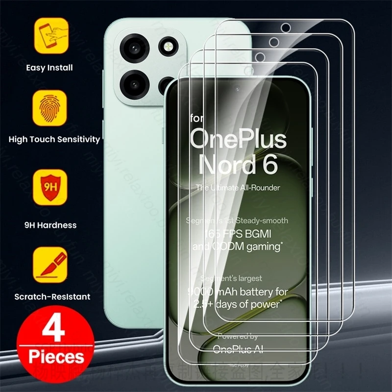 4-Pack Clear Tempered Glass Screen Protector, Explosion-Proof Film