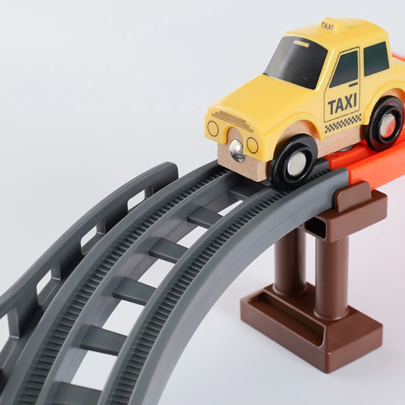 새로운 나무 기차 트랙 장면 루즈 파츠 곡선 트랙 장난감 모든 브랜드의 나무 트랙 장난감과 호환 가능