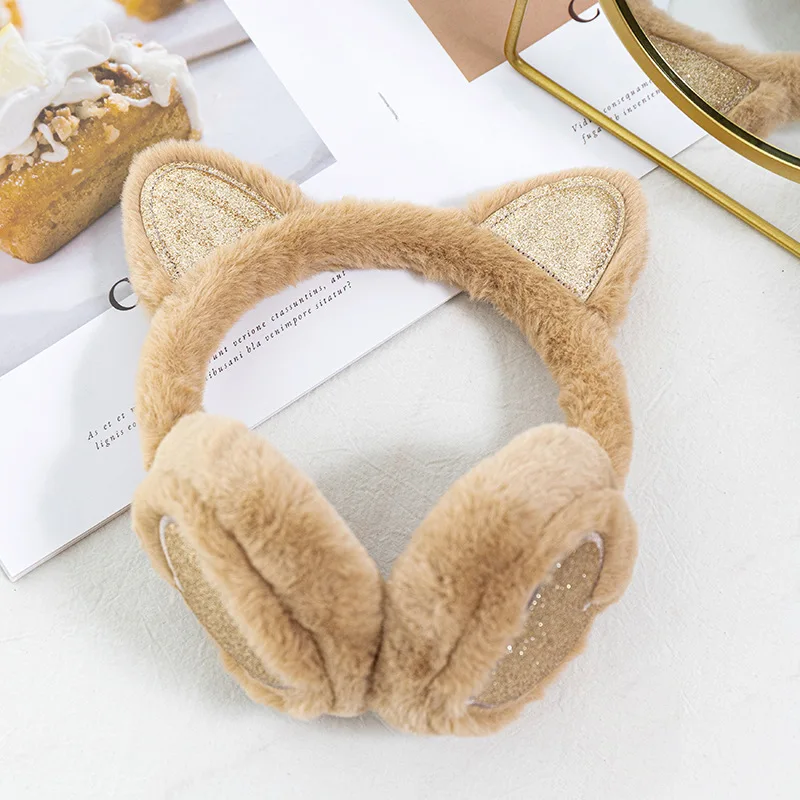 Cute Cat's ears love Ears Winter Warm Earmuffs For Girls Ear Protection Plush Thick Soft Earmuffs Protect Ears Warm