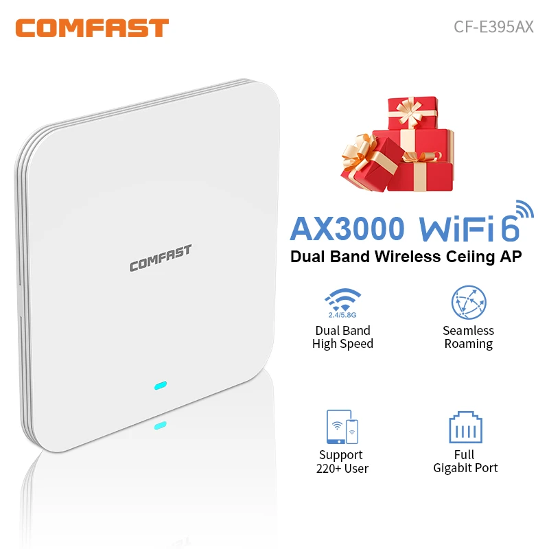 WiFi6 Ceiling AP 3000M Gigabit POE RJ45 Wireless Indoor Access Point 2.4 5.8Ghz Wall Mounted WiFi Repeater Cover Roaming wireless router,wireless wifi adapter