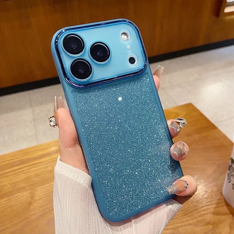 Glitter Gradient Shockproof Silicone Phone Case with Lens Protection