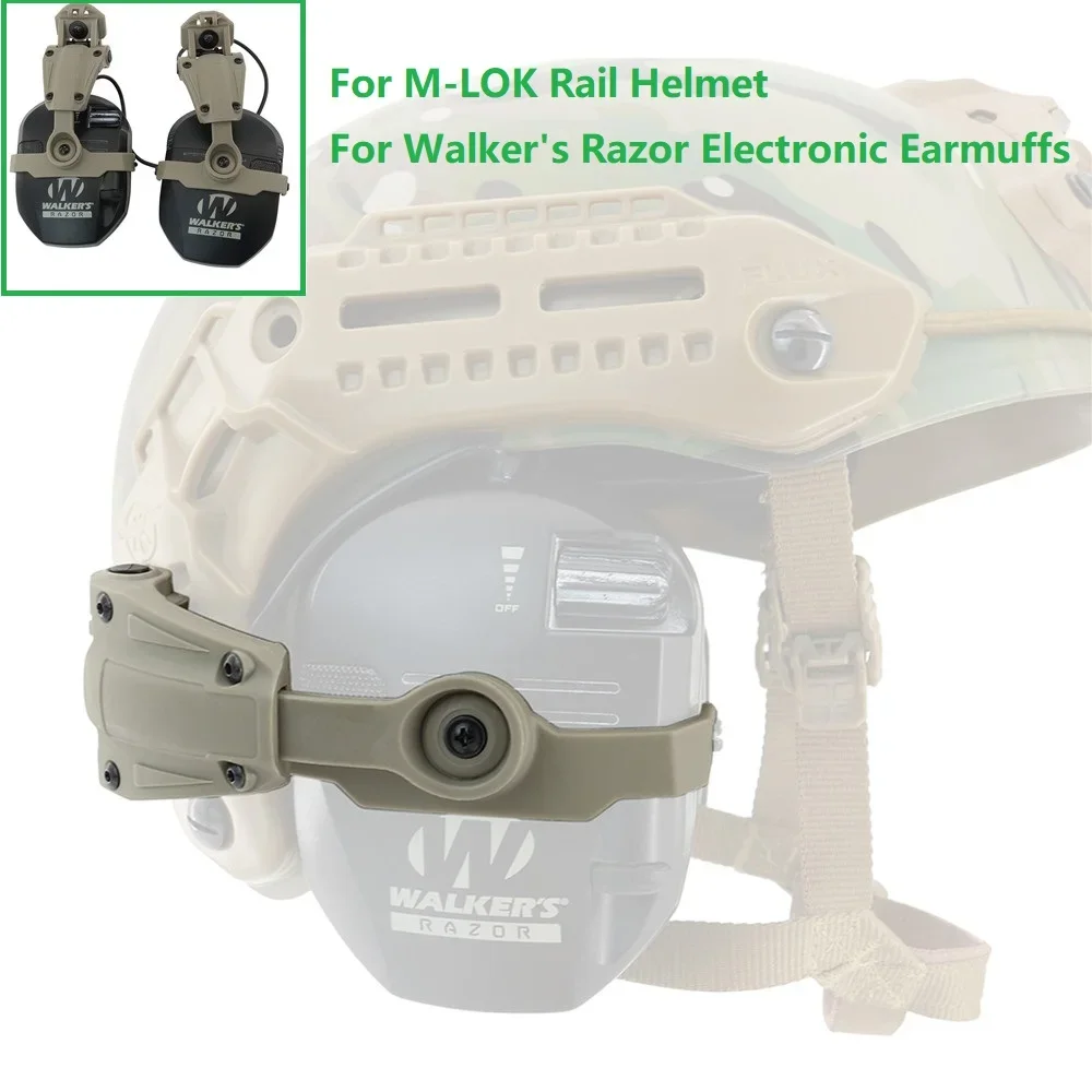 Tactical MLOK Rail Adapter for Walker's Razor Electronic Muffs Hearing Protection Hunting Headset Electronic Shooting Earmuffs