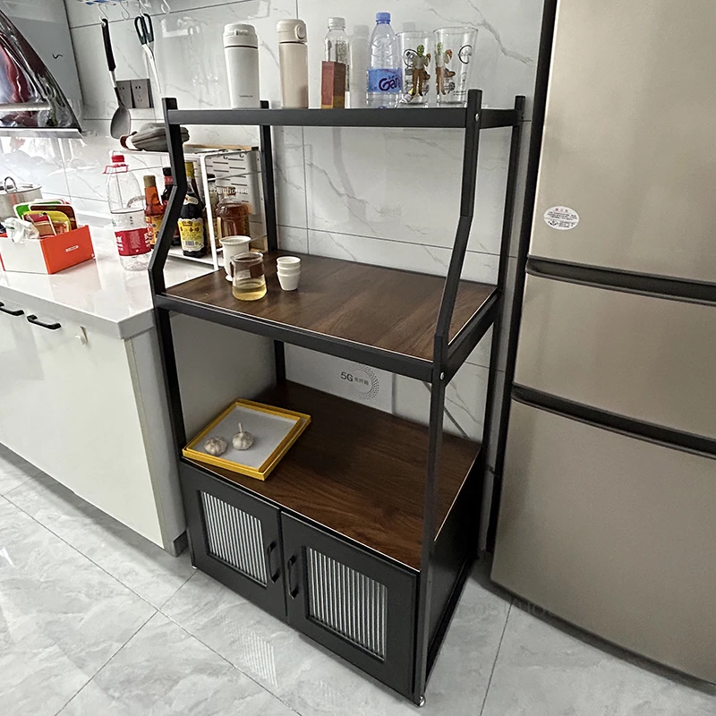 Modern Metal Kitchen Cabinets Kitchen Furniture Floor Multi-layer Living Room Storage Cabinets Microwave Shelf Storage Sideboard
