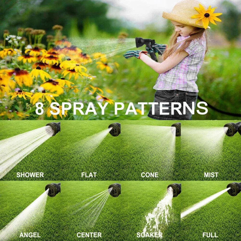 Tubo Da Giardino Espandibile Con Pistola A Spruzzo A 8 Getti Cinghia Robusta E Raccordi In Ottone Massiccio Tubo Da Giardino Flessibile E Antipiega Dimensioni 22 M Nero 88401599 - Foto 2