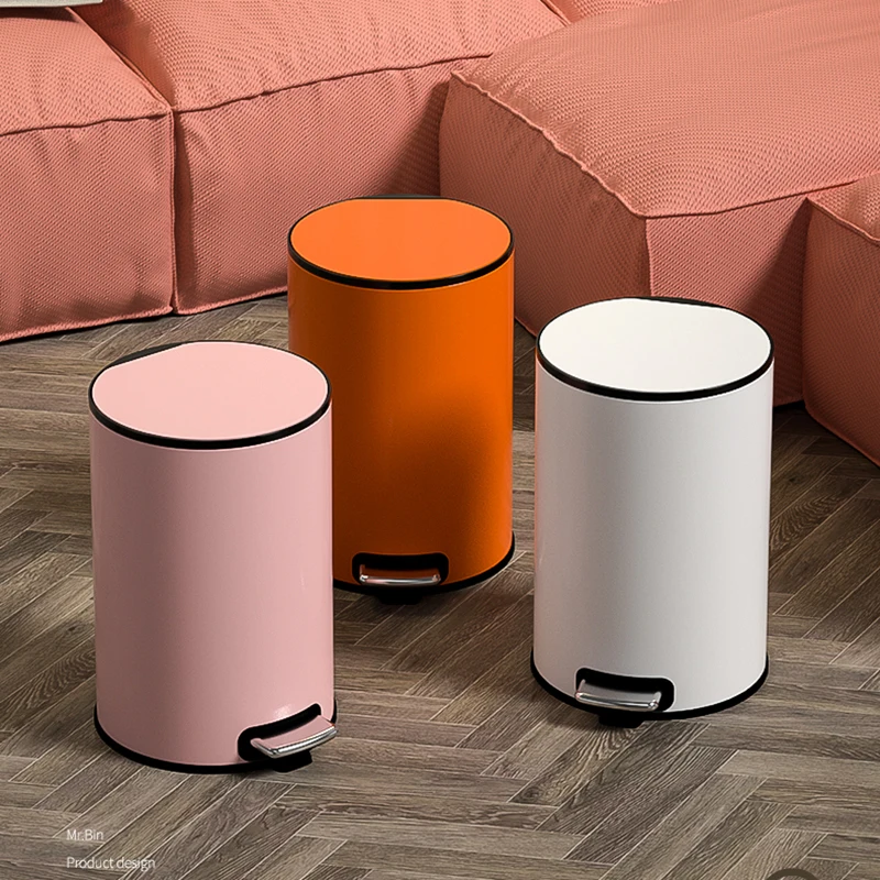 

Living Room Under Table Desk Bins Lid Bathroom Pedal Touchless Toilet Desk Trash Can Bedroom Commode Poubelle Cleaning Tools