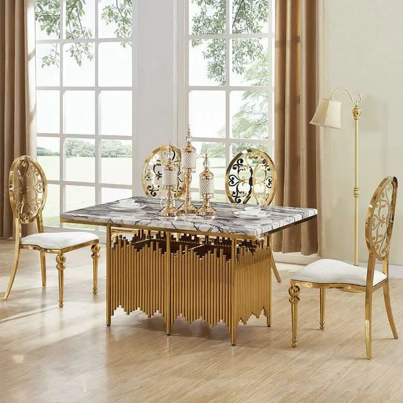 Top italian wedding large white table set of 6 seater marble gold luxury dinning 4 and chairs for 8 dining room furniture