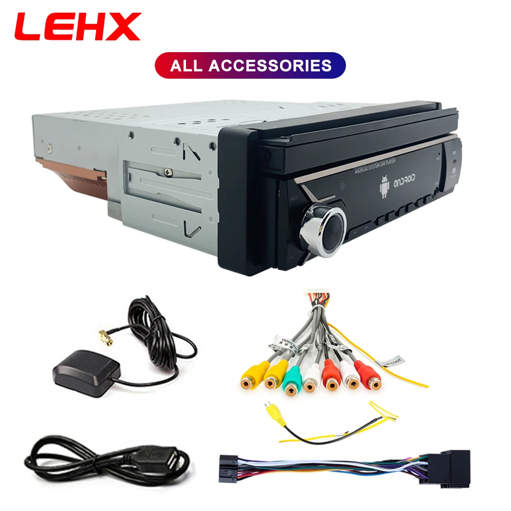 LEHX L6 1 Din 안드로이드 14 자동 범용 자동차 라디오 7 QLED 개폐식 스크린 멀티미디어 플레이어 스테레오 GPS 4G Carplay 1din 오디오