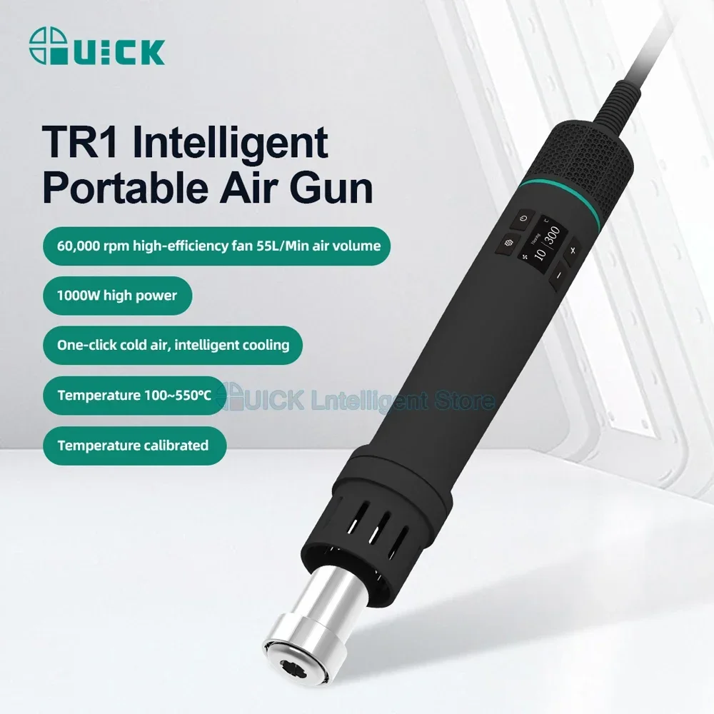 Heat Gun QUICK TR1 Smart portable Hot Air Gun 1000W Even heating OLED display One-click cooling design 6