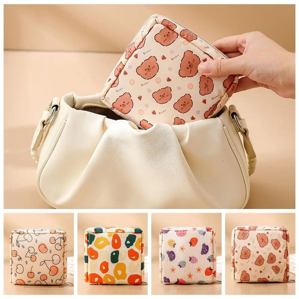 

Portable Creative Sanitary Napkin Storage Bag Sweet Cute Coin Purse Casual Korean Style Cartoon Design Small Item Bag