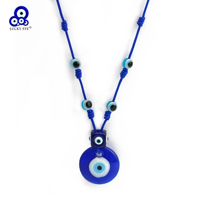 Beaded Triangle Evil Eye Adjustable Necklace - Violet, Handmade from Turkey