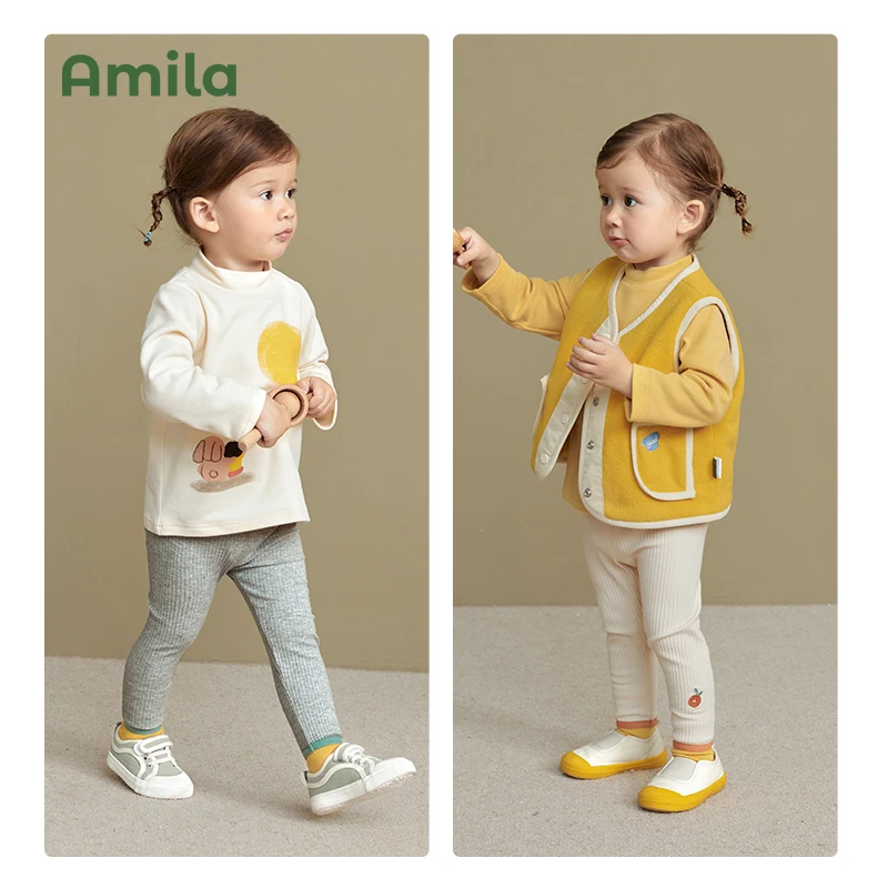 Amila Kids Leggings Spring and Autumn New Tight Cotton Trousers Baby Girls Warm Pants Soft Children's Clothing