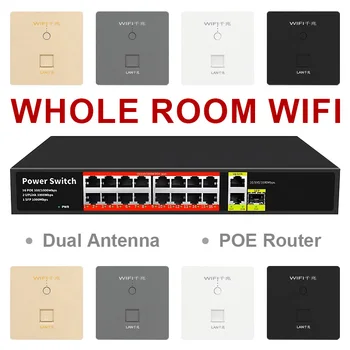 เสาอากาศคู่ Gigabit WIFI Router แผงซ็อกเก็ต 1000Mbps 4/8/16 พอร์ต Gigabit Switch สําหรับการส่งสัญญาณ Home Office 1