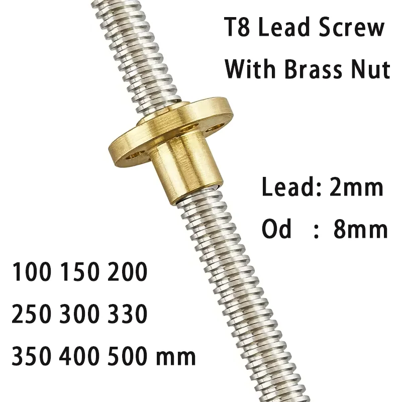Tuerca De Tornillo De Plomo T8, 2mm, 8mm, Latón, Brida T8x8mm, Piezas