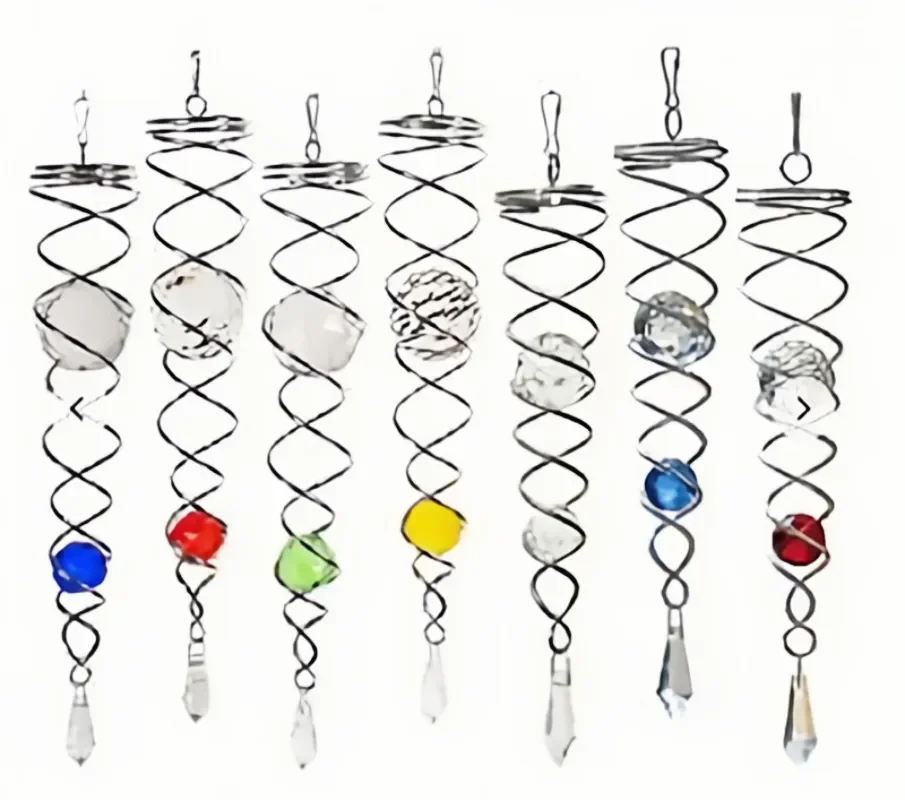 Garden Decration Wind Spinner Spiral Tail Twister Metal Decration Crystal Windmill Metal Tail Twister Spiral Outdoor Gazing Ball