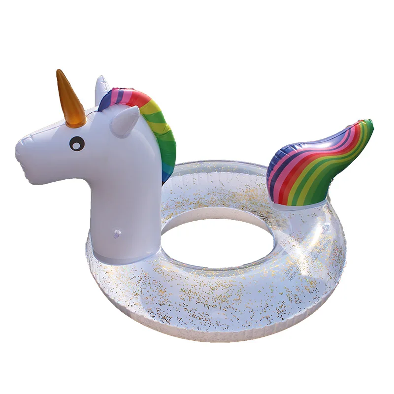 Inflatable Unicorn Pool Float for Adult, Transparent Sequin Swim Ring, Lifebuoy Tube, Summer Pool Party Fun, Size 120cm 90cm inflatable watermelon donut swimming circle 60cm 70cm 80cm 90cm 120cm child adult donut pool floats swim rings for kid pool toys