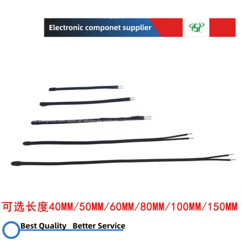 10pcs Negative temperature coefficient of thermistor NTC MF52D 10K/100K temperature control sensor 3950 5% probe strip line lingee meb13 1 30mm epoxy resin coated ntc thermistor 10k 50k 100k 3950 miniature temperature sensor probes