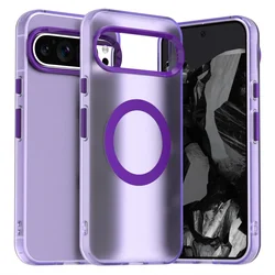 Matte Clear Magnetic Wireless Charging Armor Case - Military Shockproof Candy Color Cover for Pixel 8 (Purple)