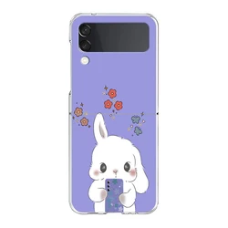Coque de téléphone claire pliable dure avec un joli lapin coloré