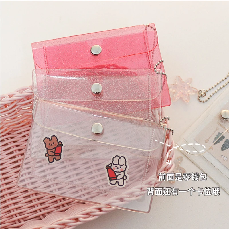 

Fashion Transparent Waterproof PVC Women Card Case Business Card Holder Men Credit Card Bag Id Card Mini Wallet Girls Coin Purse