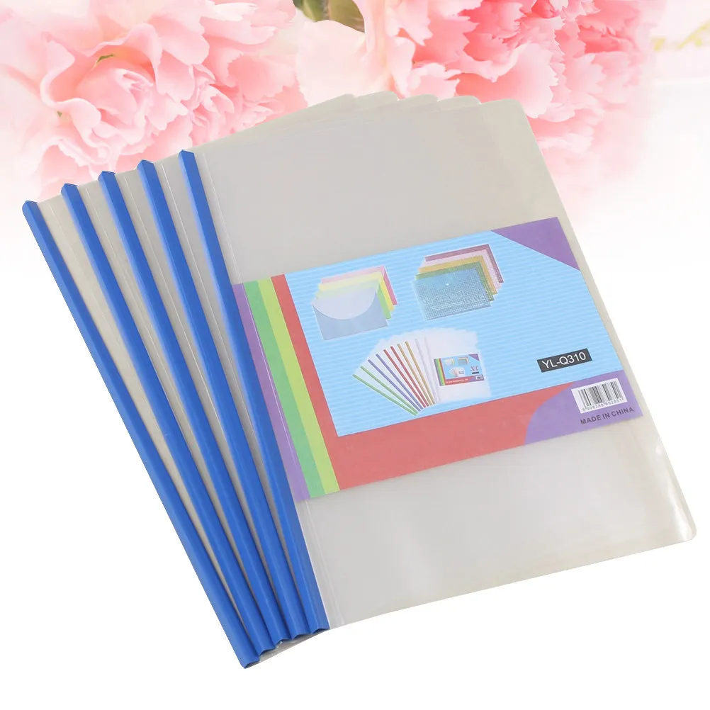 10Pcs 투명 플라스틱 보고서 폴더 슬라이딩 바 홀더 A4 파일 주최자 디스플레이 커버 바인더 용지 문서 테스트