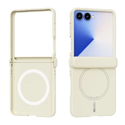 Enhanced Magnetic Case with Hinge Protection - Hard PC Cover - Galaxy Z Flip5 (Milky white)