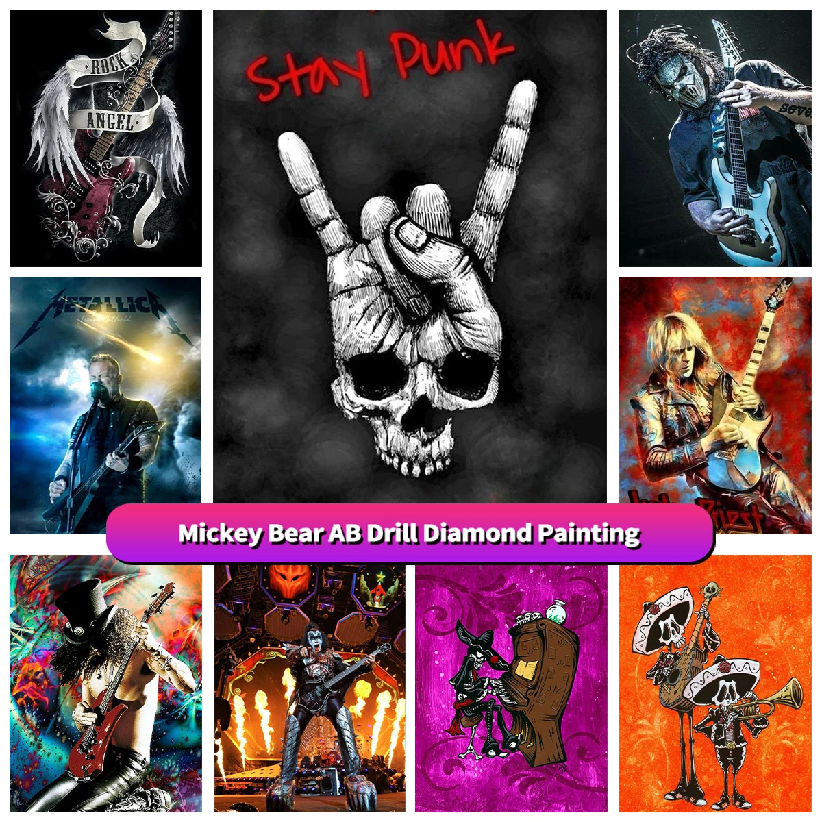 

DIY 5D Slayer Heavy Metal Rock Band Diamond Painting Skull Music Logo Wall Art Cross Stitch Embroidery Picture Mosaic Home Decor