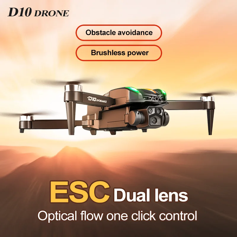 Drone Selfie de Poche D10 Noir - Mini Drone Pliable avec Caméra HD