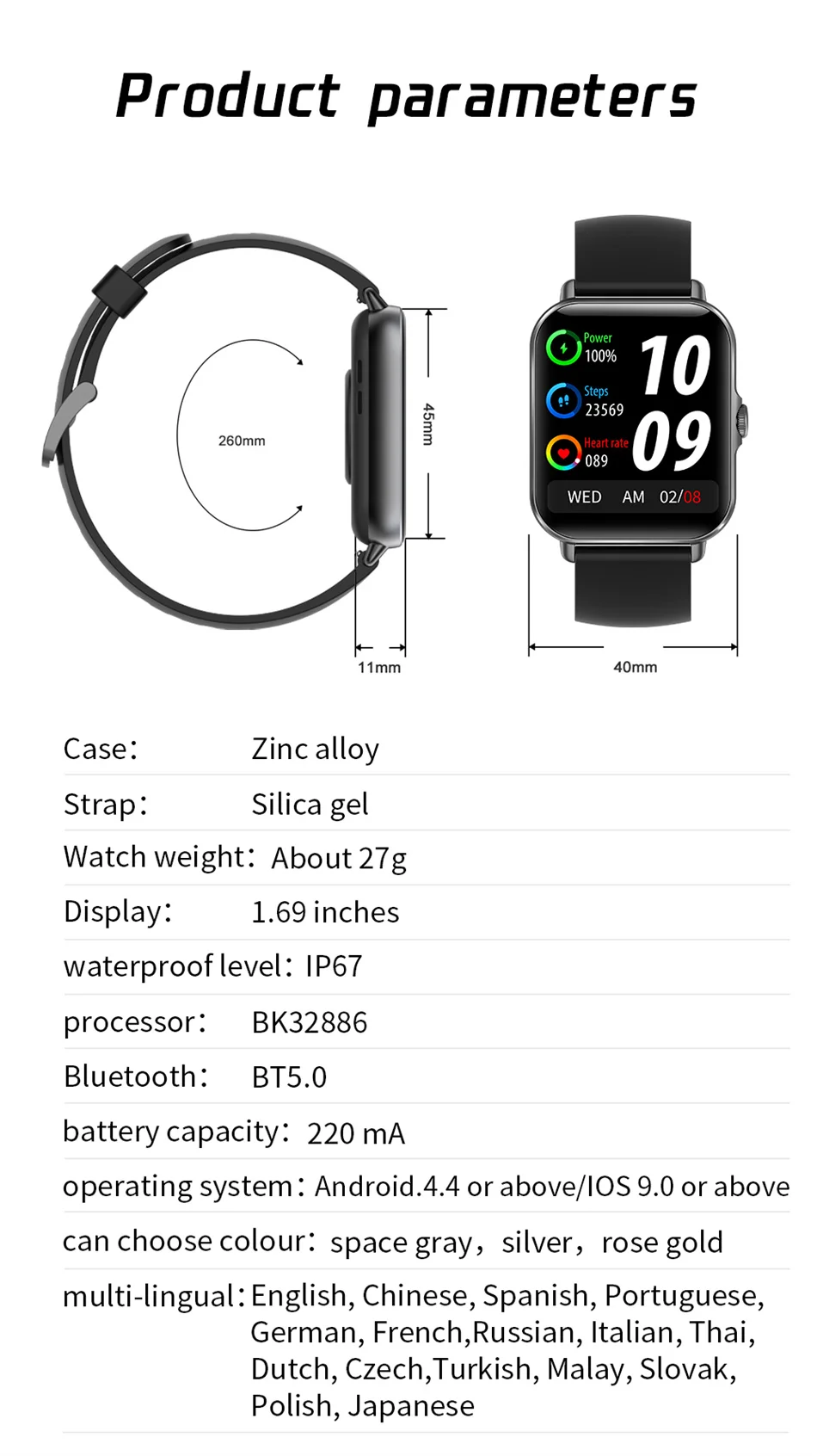 2022 New Bluetooth Answer Call Smart Watch Men Full Touch Dial Call Fitness Tracker IP67 Waterproof Smartwatch men women +Box