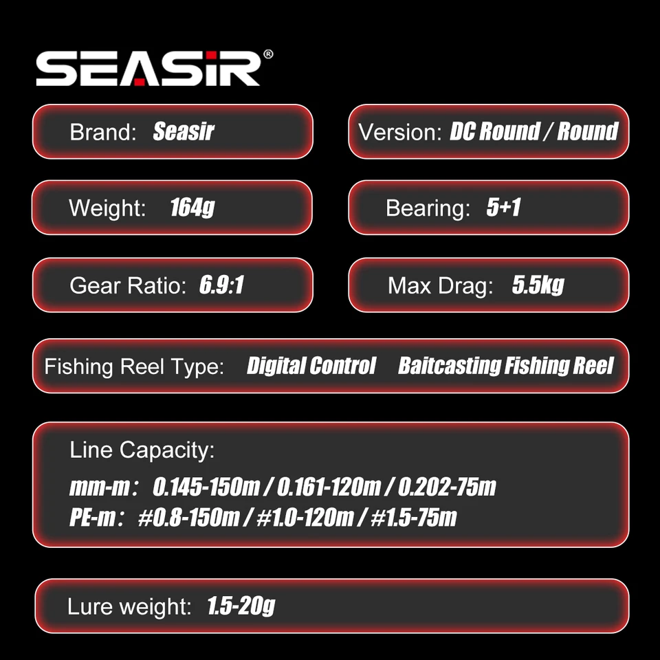 SEASIR DC-ROUND ベイトキャスティングリール DCドラムリール 真鍮ギア